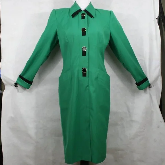 Vintage 80's R. B. Design Group Lime Green Poly Microfiber Midi Dress SZ 8 EUC - Picture 3 of 12